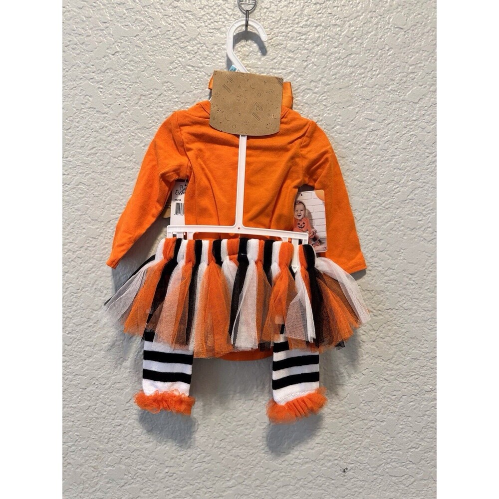 Baby essentials girls orange pumpkin outfit with matching bow size 6mo - Picture 2 of 4